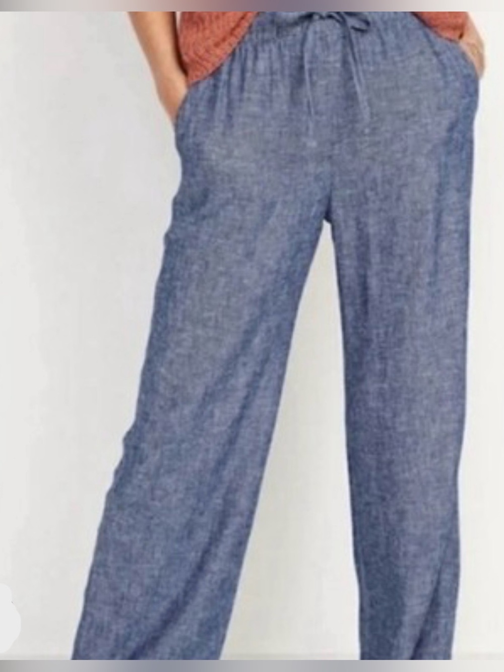 Old Navy Chambray Linen Blend Wide Leg Pants
